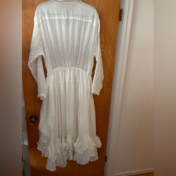 Free People Free-est Sea La Vie Elegant White Button-Down Maxi Dress L - Picture 12 of 13